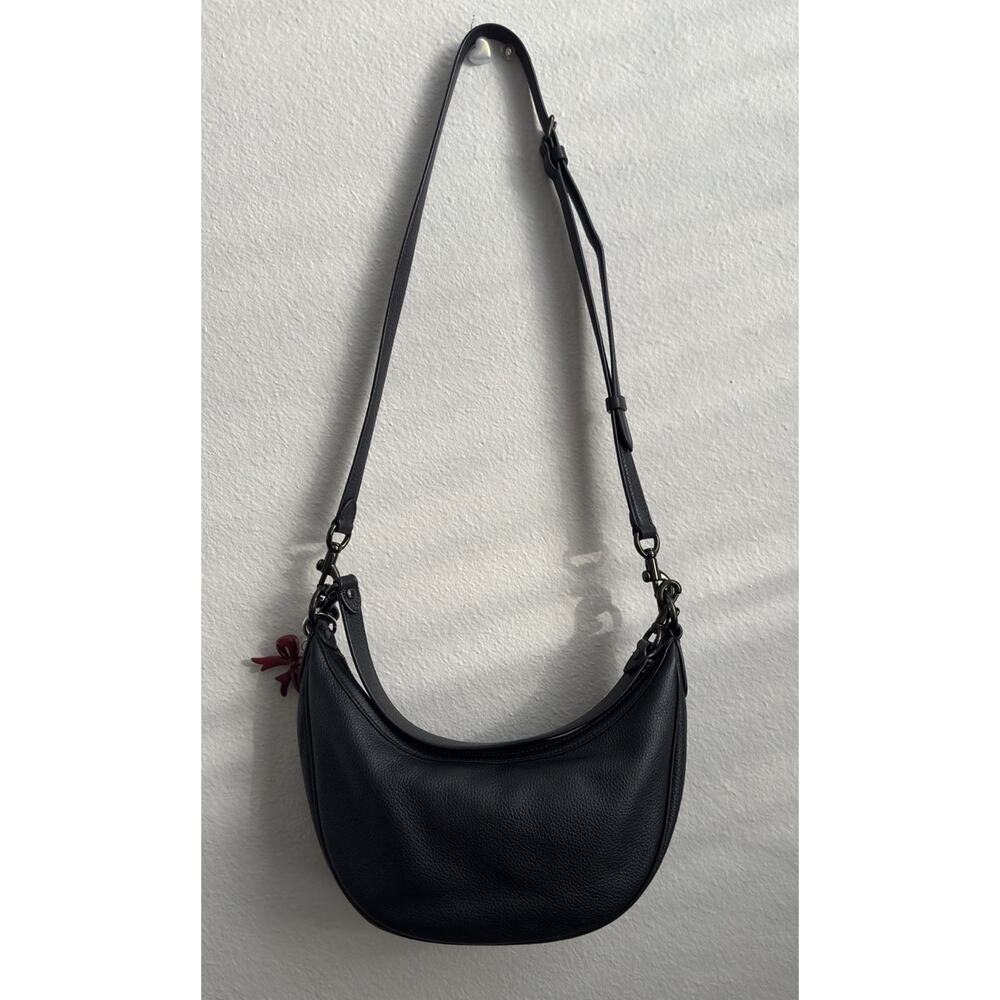 Coach Aria Black Leather Half Moon Crossbody Hobo Shoulder Bag Purse - Picture 12 of 16